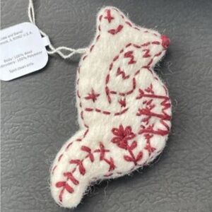 Set of 30 - White and Red Embroidered Fox Ornaments crate and barrel